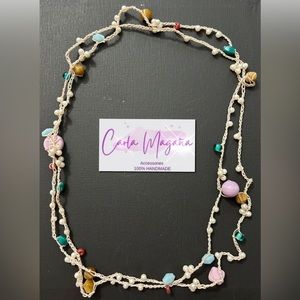 Handmade Necklace with Pearls, Crystals and Stones